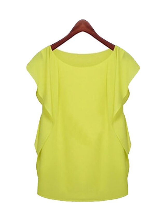  Women's Simple Petal Sleeves Blouse - Solid Colored / Summer