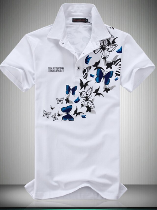  Men's Plus Size Cotton Polo - Solid Colored Print White XXXXL / Short Sleeve