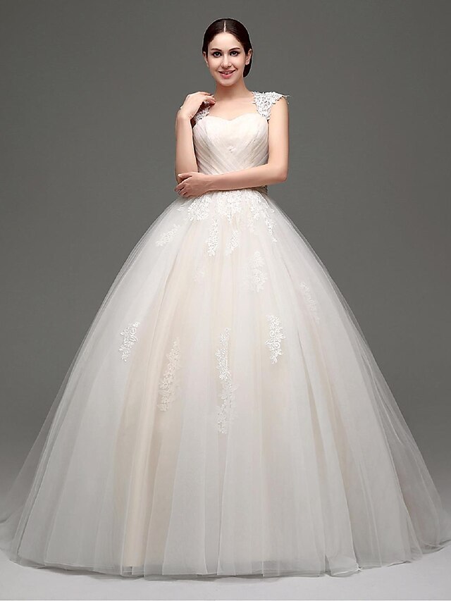  Robe de Soirée Longueur Sol Tulle Robe de mariée avec Billes Appliques Ceinture / Ruban Noeud par Shiqiushi