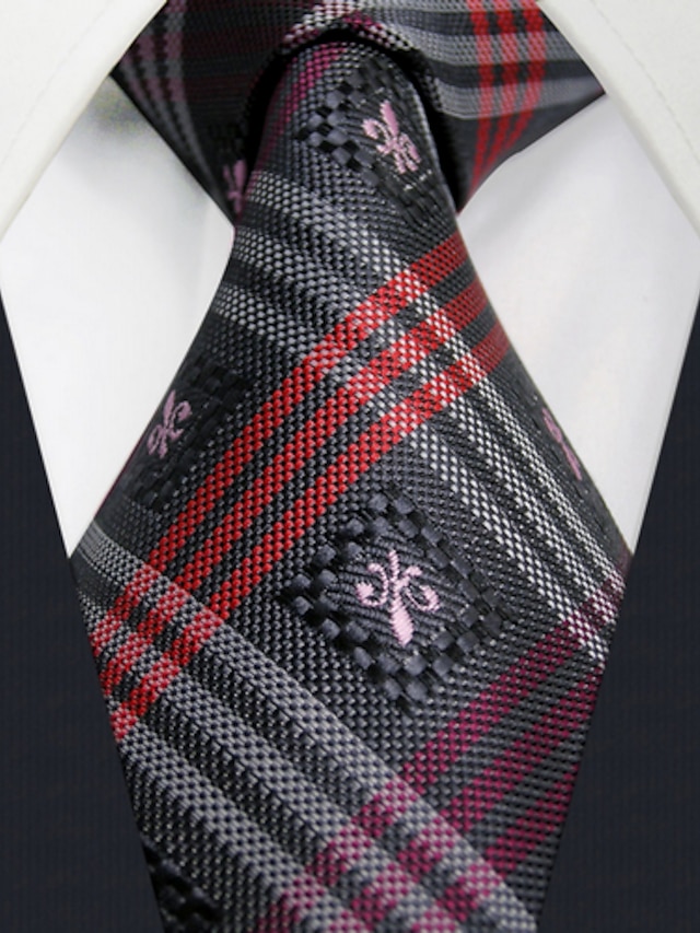  u28 shlax&szárny nyakkendő szürke férfi nyakkendők piros plaids klasszikus selyem 66 