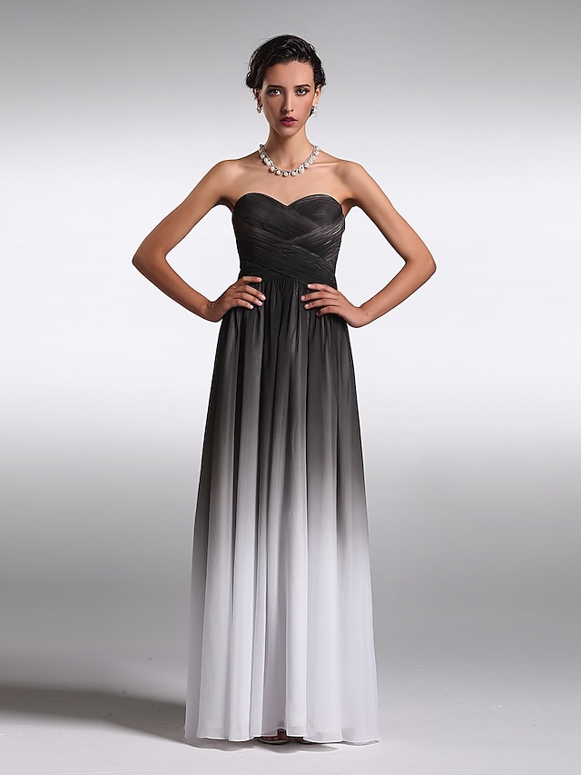  Ίσια Γραμμή Κομψό Φόρεμα Χοροεσπερίδα Επίσημο Βραδινό Μακρύ Αμάνικο Καρδιά Σιφόν με Χιαστί 2024