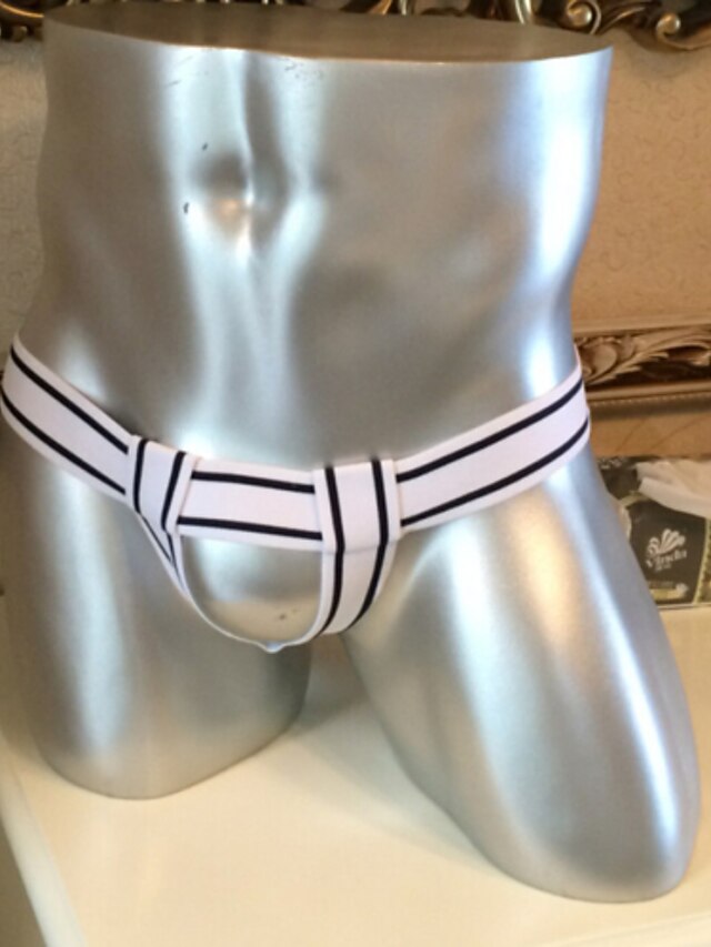  Men's Hole Super Sexy G-string Underwear Striped Low Waist White Black Red S M L