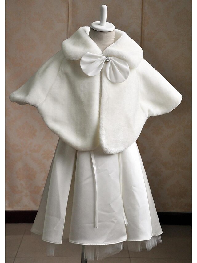  Sleeveless Capelets Faux Fur Wedding / Party Evening / Casual Kids' Wraps With Rhinestone / Bowknot