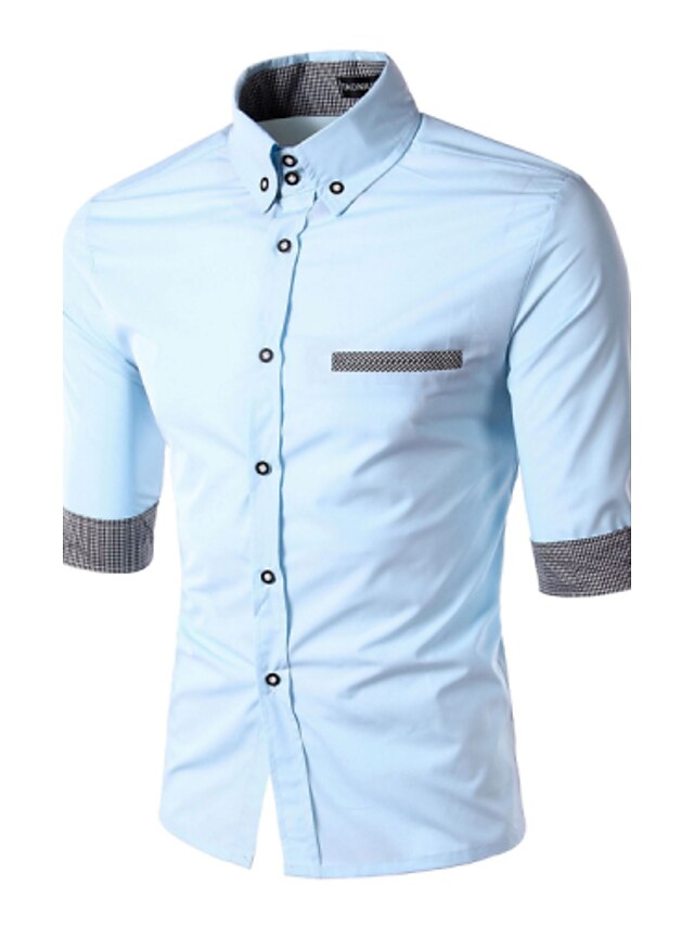  Men's Work Casual Shirt - Solid Colored White / Summer