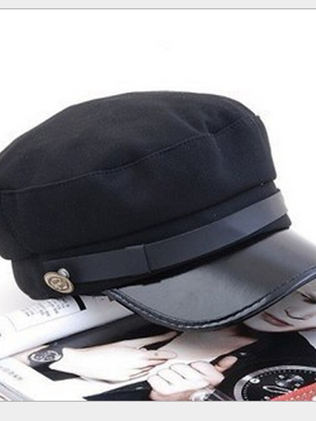  Unisex Party Work Casual PU Sun Hat-Solid Colored All Seasons Black Screen Color / Cute / Hat & Cap / Multi-color