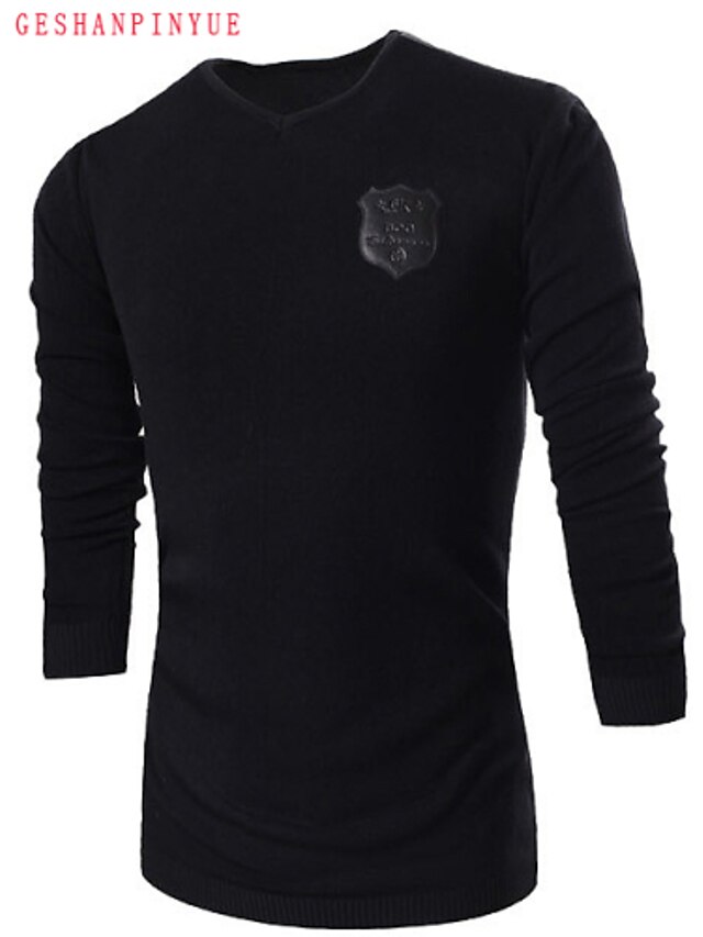  Men's Daily / Sports / Work Print Solid Colored Long Sleeve Regular Pullover Black / Gray / Wine L / XL / XXL