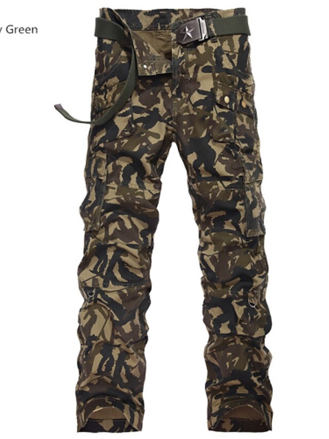  Men's Cargo Casual Plus Size Straight Pants - Camo / Camouflage Fashion Cotton Army Green Yellow Khaki 29 30 31