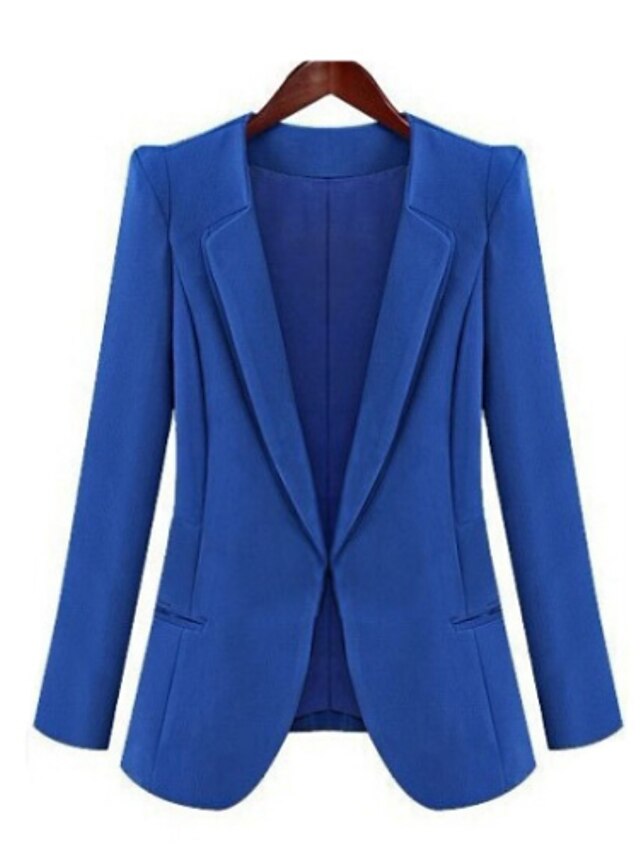  Dames Eenvoudig Informeel Grote maten Blazer-Werk Effen / Lente / Herfst