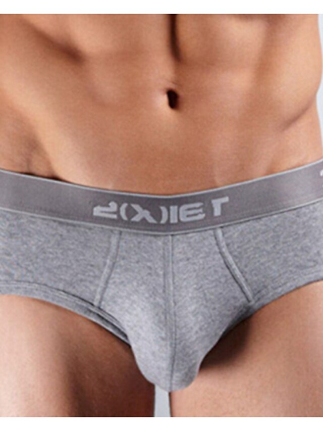  Men's Basic Briefs Underwear - Normal, Solid Colored 1 Piece Low Rise White Black Gray S M L