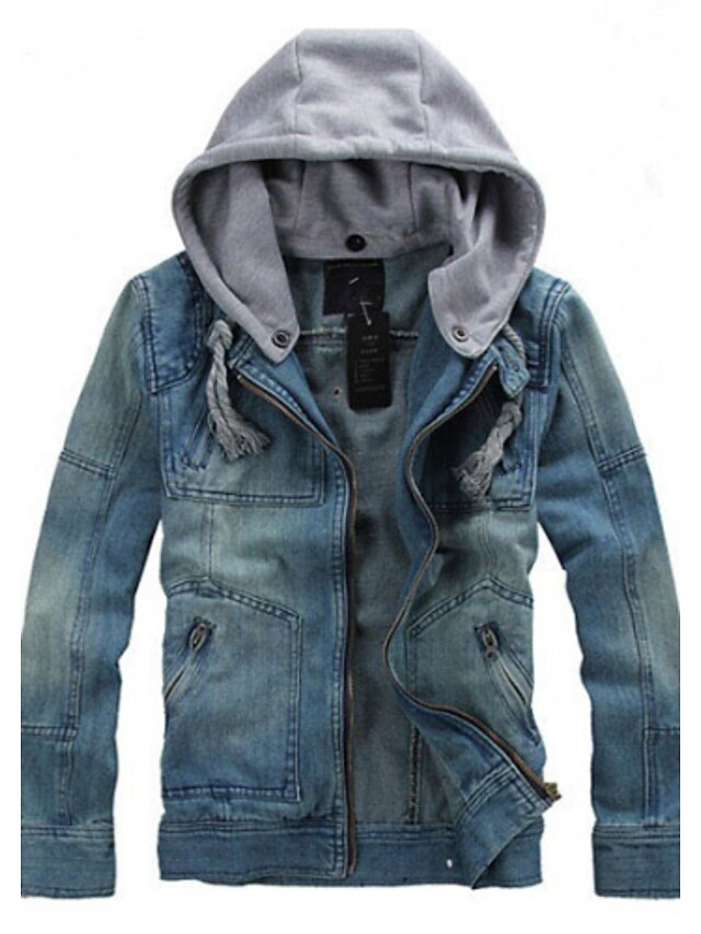  Men's Simple / Casual / Street chic Jacket - Other Hooded / Long Sleeve