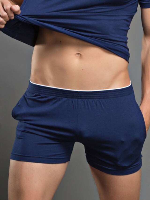  Men's Super Sexy Boxers Underwear Solid Colored 1 Piece Navy Blue White Light gray M L XL