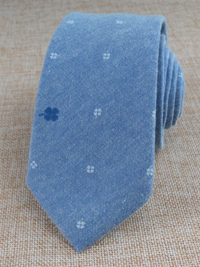  Unisex Party / Work / Basic Cotton Necktie Print / Blue