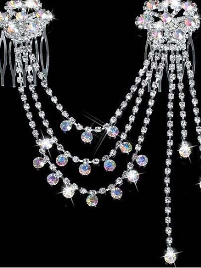  Women's Party Rhinestone Silver Plated Imitation Diamond Hair Jewelry Solid Colored / Alloy