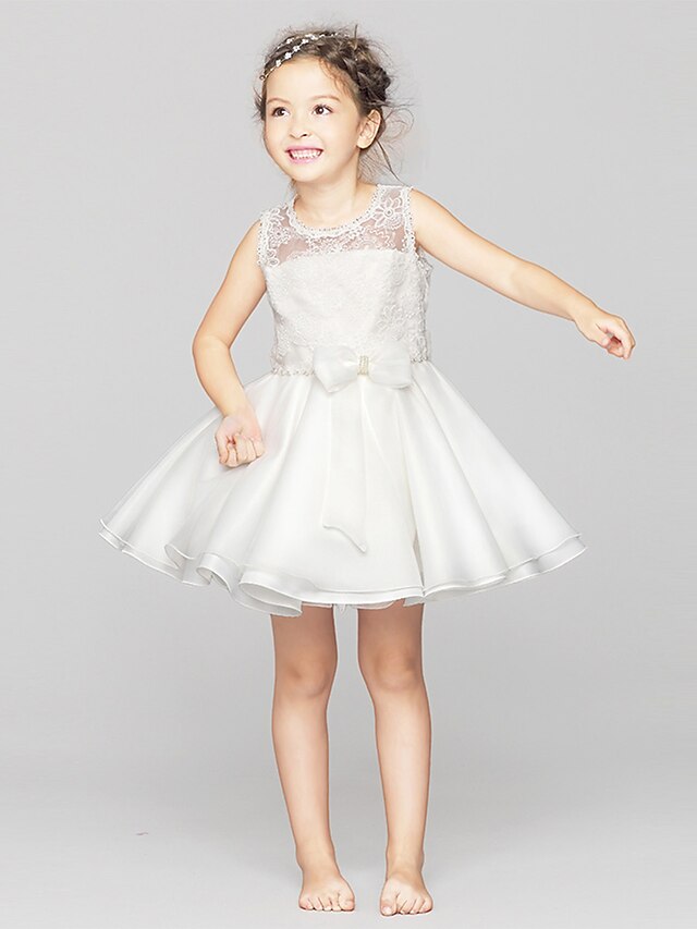  A-Line Short / Mini Flower Girl Dress Cute Prom Dress Polyester with Sash / Ribbon Fit 3-16 Years