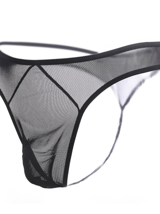  Pánské G-string spodní prádlo Spodní prádlo Síťka Jednobarevné Nylon Síťka Nízký pas Erotický Černá Fialová Červená Jedna velikost