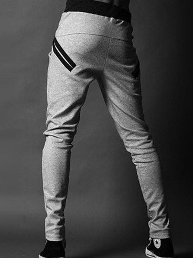  Men's Active Sweatpants Relaxed Trousers Patchwork Solid Colored Full Length Sport Casual Sports Cotton Active Slim Black Dark Gray / Weekend