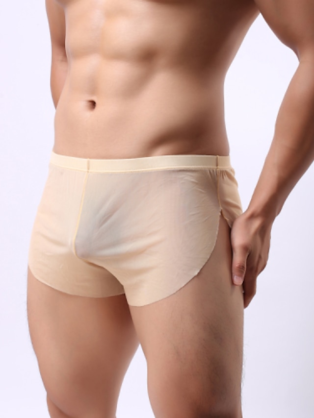  Men's Briefs 1 PC Underwear Solid Colored Core Spun Yarn Super Sexy White Black Khaki M L XL