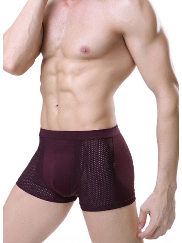  Men's Ultra Sexy Panties Solid Colored Mid Waist
