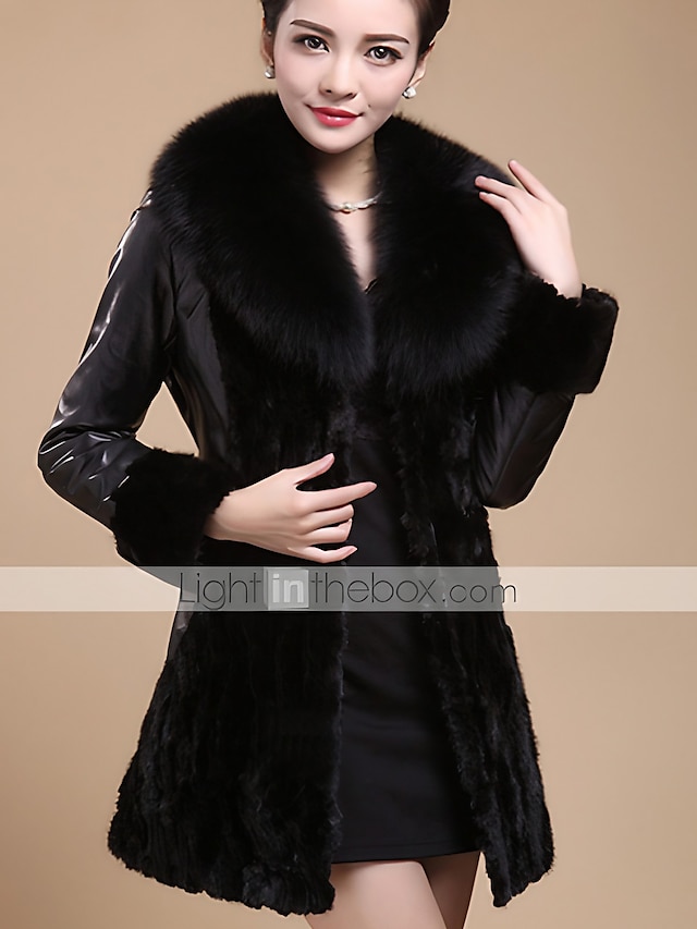  Women's Coat Party Evening Shopping Dailywear Vintage Long Solid Colored Black XS / S / M