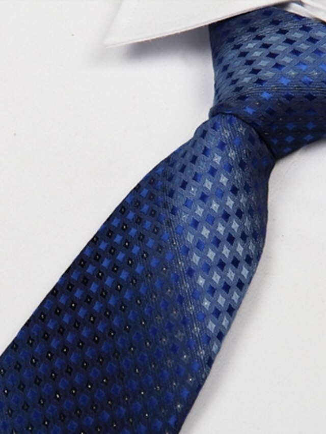  Blue Rhombic Pattern Polyester Yarn Arrow Type Tie Necktie