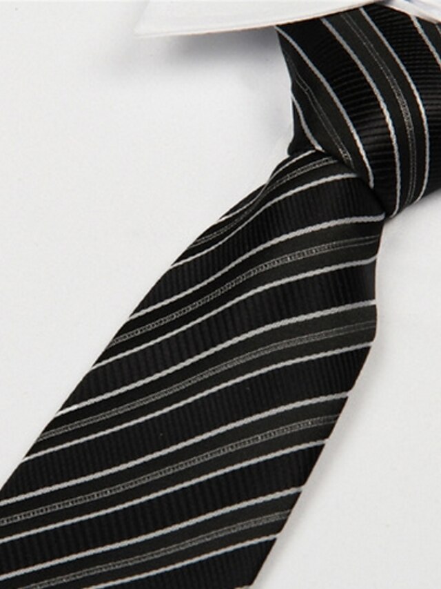  Black White Gray Striped Men Business Occupational Tie