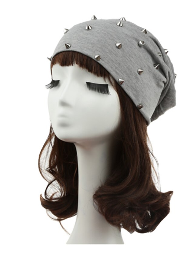  New Fashion Unisex Men Women Beanie Rivet Decoration Solid Design Hip-Hop Slouch Headwear Hat