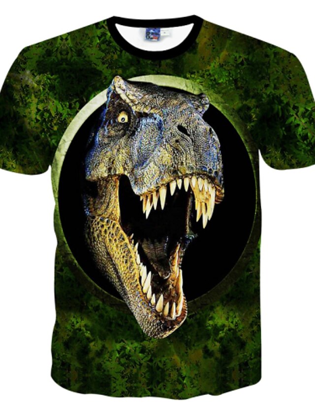  Men's Daily Sports T-shirt - Animal Dragon, Print Green / Short Sleeve