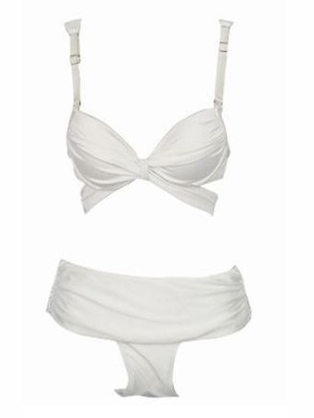  Damskie Stroje kąpielowe Bikini Kostium kąpielowy Solidne kolory Czarny Biały Kantarka Kostiumy kąpielowe Retro Krzyż