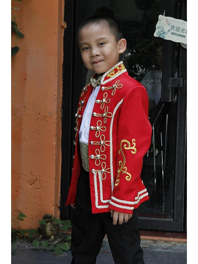  Rainbow Polyester Ring Bearer Suit - Five-piece Suit Includes  Jacket / Waist cummerbund / Shirt