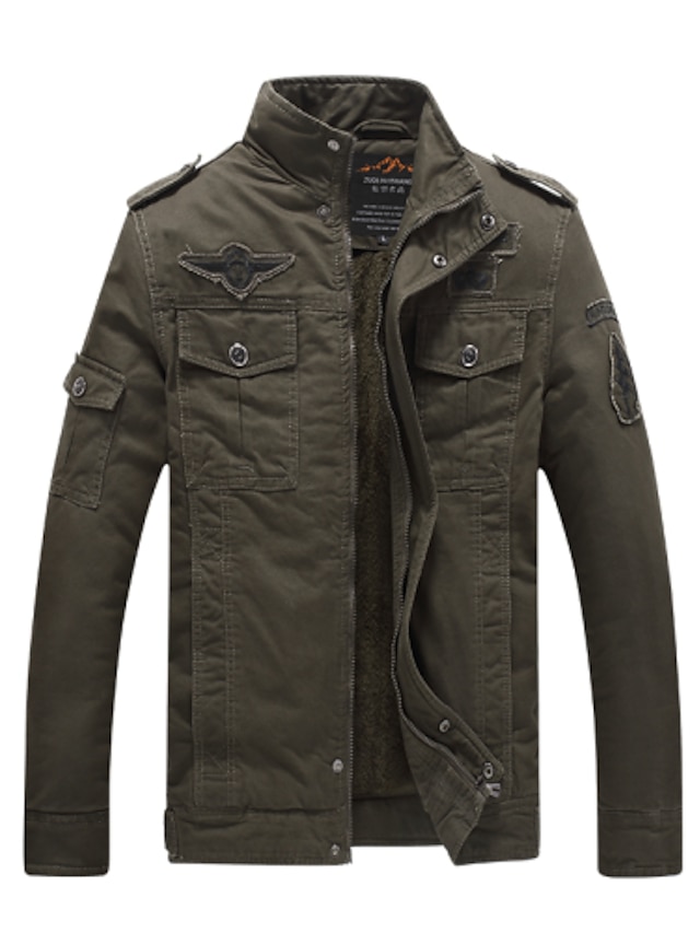  Veste Homme du quotidien Travail Militaire Normal Manteau Noir Vert Véronèse Kaki L'hiver Mao Mince M L XL XXL 3XL 4XL