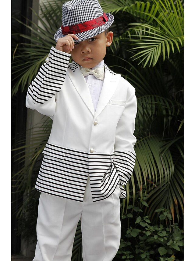  Rainbow / White+Gray Polyester Ring Bearer Suit - Five-piece Suit Includes  Jacket / Waist cummerbund / Shirt