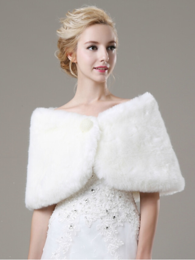  Sleeveless Shawls Faux Fur Wedding / Party Evening / Casual Wedding  Wraps / Fur Wraps With Pearl