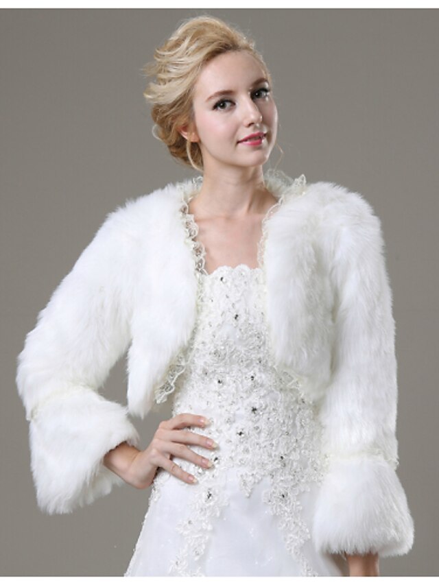  Shrugs Faux Fur Wedding / Party Evening / Casual Fur Coats With Lace