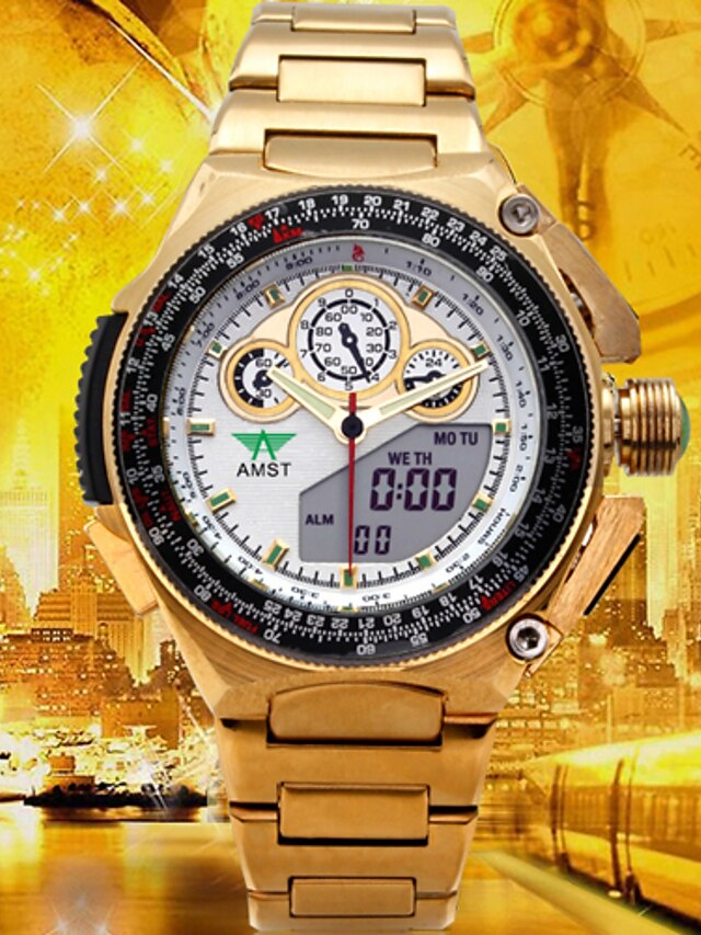  Pánské Sportovní hodinky Vojenské hodinky Digitální hodinky japonština Křemenný Digitální Nerez Zlatá Voděodolné Alarm Kalendář Analog - Digitál Luxus Na běžné nošení Módní - Zlatá Bílá Černá