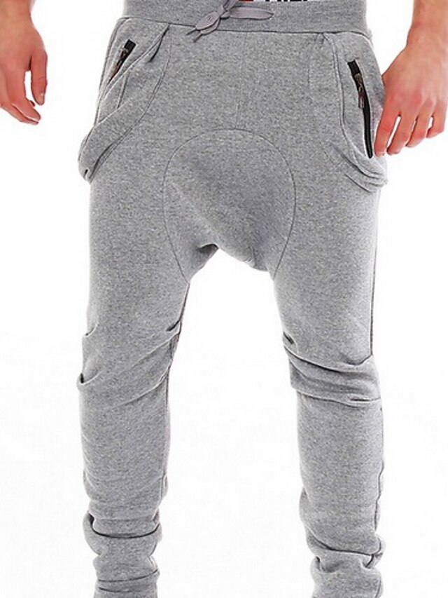  Homme Sarouel Joggings Large Pantalon Couleur Pleine Toute la longueur Casual Des sports Fin de semaine Actif Vêtement de rue Mince Noir Gris Elastique / Printemps / Automne