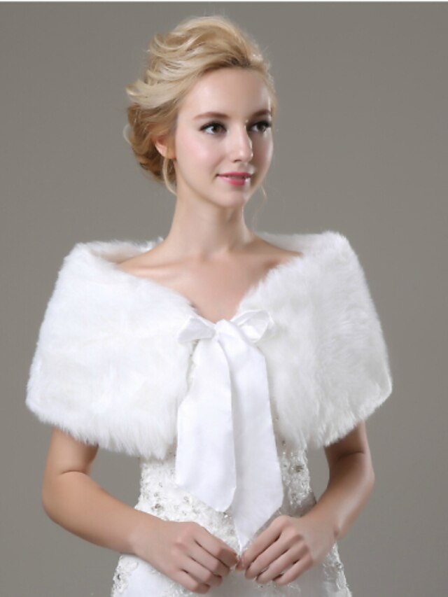  Sleeveless Shawls Faux Fur Wedding / Party Evening / Casual Wedding  Wraps / Fur Wraps With Bowknot