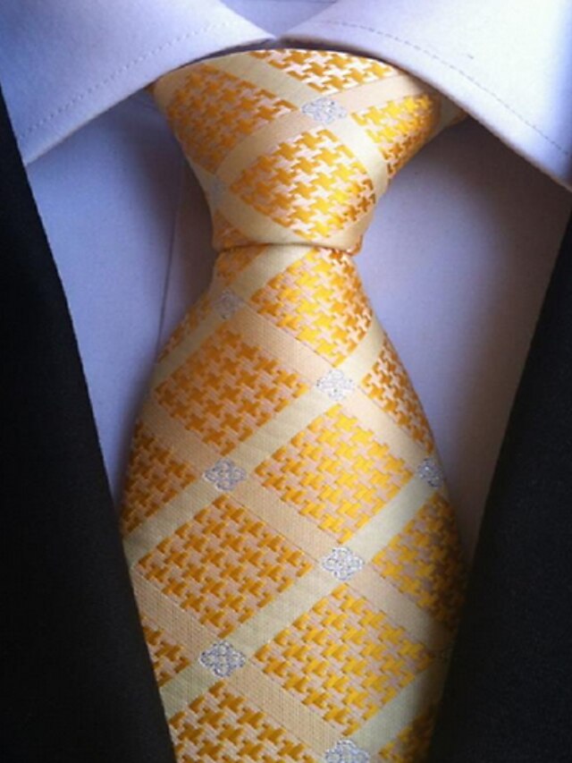  Men Wedding Cocktail Necktie At Work Orange Beige Tie