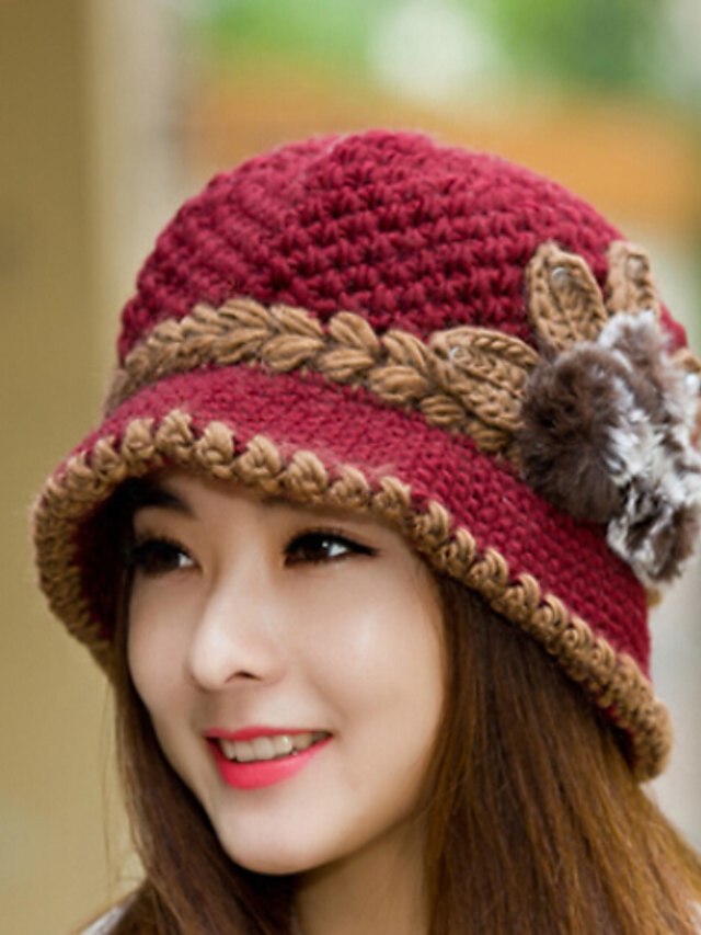  Women's Vintage Cute Party Work Casual Wool Cotton Beret Hat - Solid