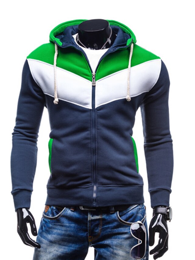  Men's Plus Size Hoodie Jacket Color Block Simple Long Sleeve Black Navy Blue Dark Gray Orange Light gray Gray M L XL XXL XXXL / Fall