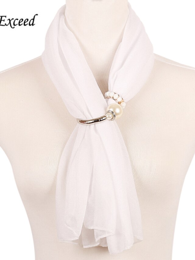  D Exceed White Color Elegant Ladies Scarves Solid Colored New Design Wraps and Shawls Brand Fashion Cheap Accessories