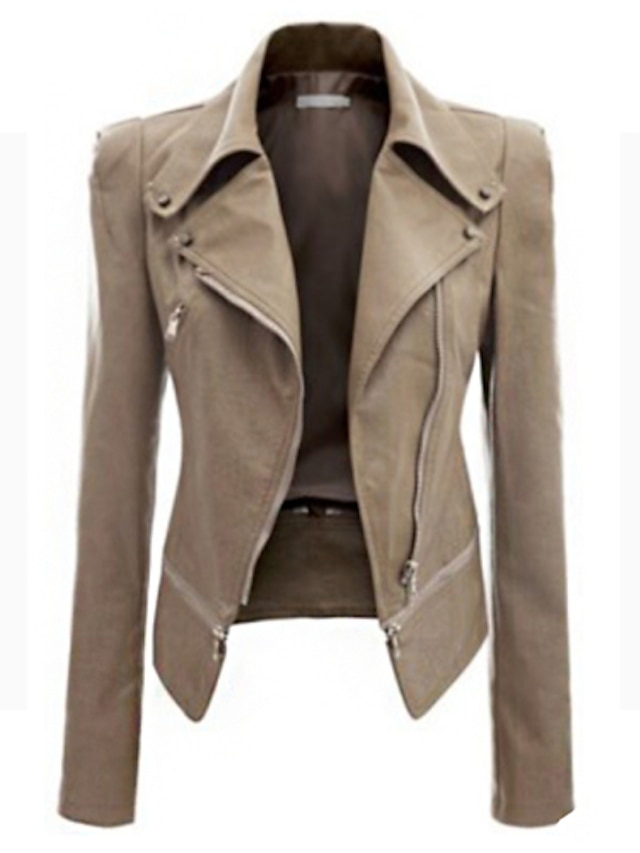  Women's Vintage Leather Jacket - Solid