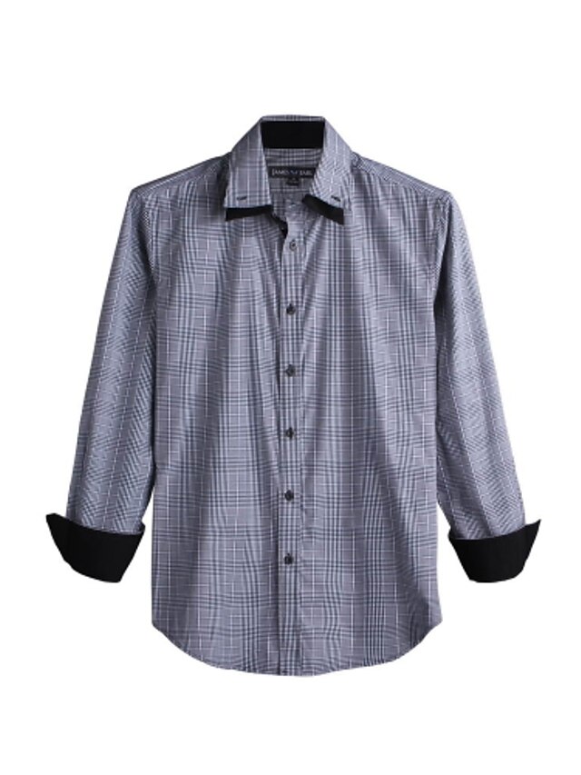  JamesEarl Masculino Colarinho de Camisa Manga Comprida Shirt & Blusa Preta - DA112046126