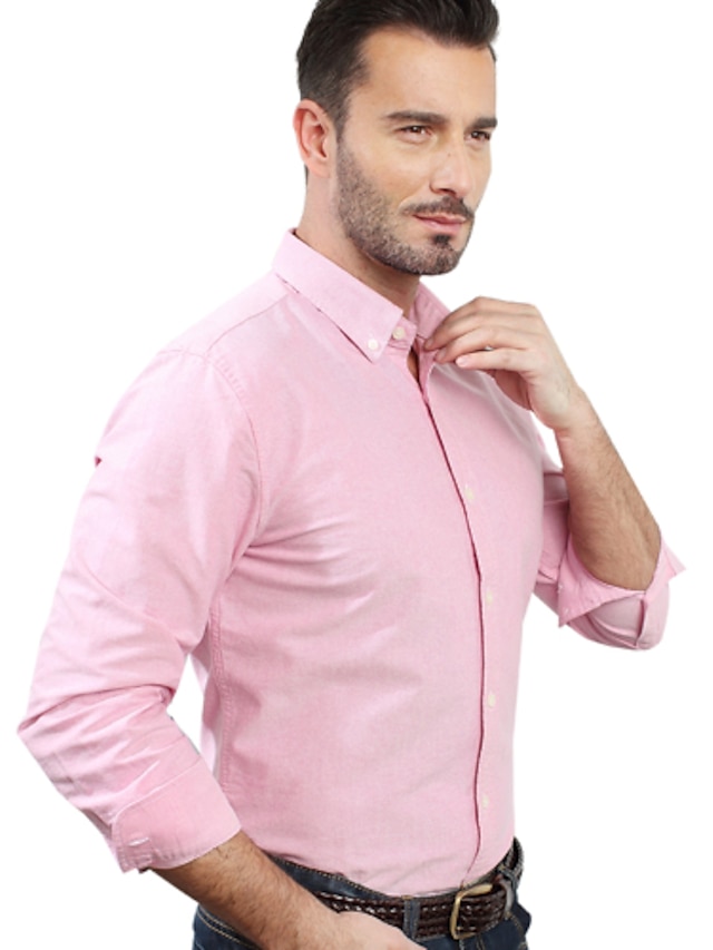  JamesEarl Herren Hemdkragen Lange Ärmel Shirt & Bluse Rosa - M81XF001201