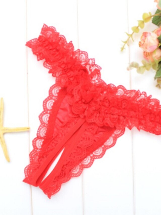  Women's Ultra Sexy Panties G-strings & Thongs Panties - Lace, Solid Colored Mid Waist