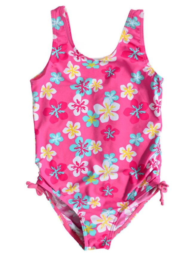  Kids Girl's Multi-color 1pc Summer Swimwear Floral Polyester / Nylon Swimming Wear Tankinis for 1~6Year Baby Girls