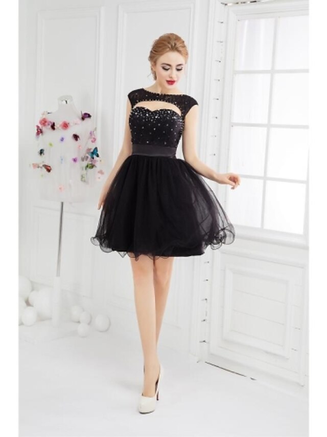  Ball Gown Scoop Neck Short / Mini Tulle Dress with Beading by TS Couture®