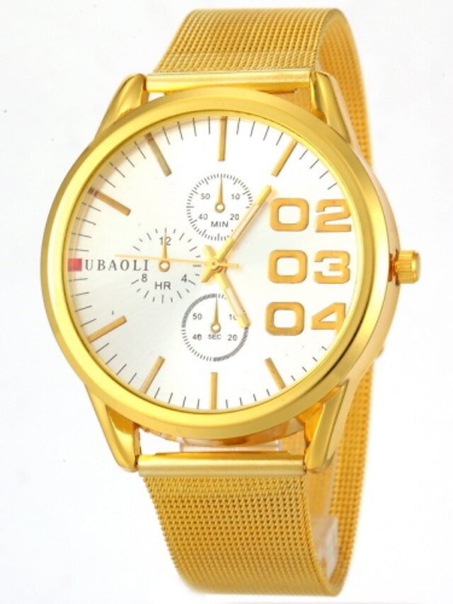  JUBAOLI Men's Wrist Watch Quartz Stainless Steel Gold Casual Watch Analog Charm - Black Gold Silver