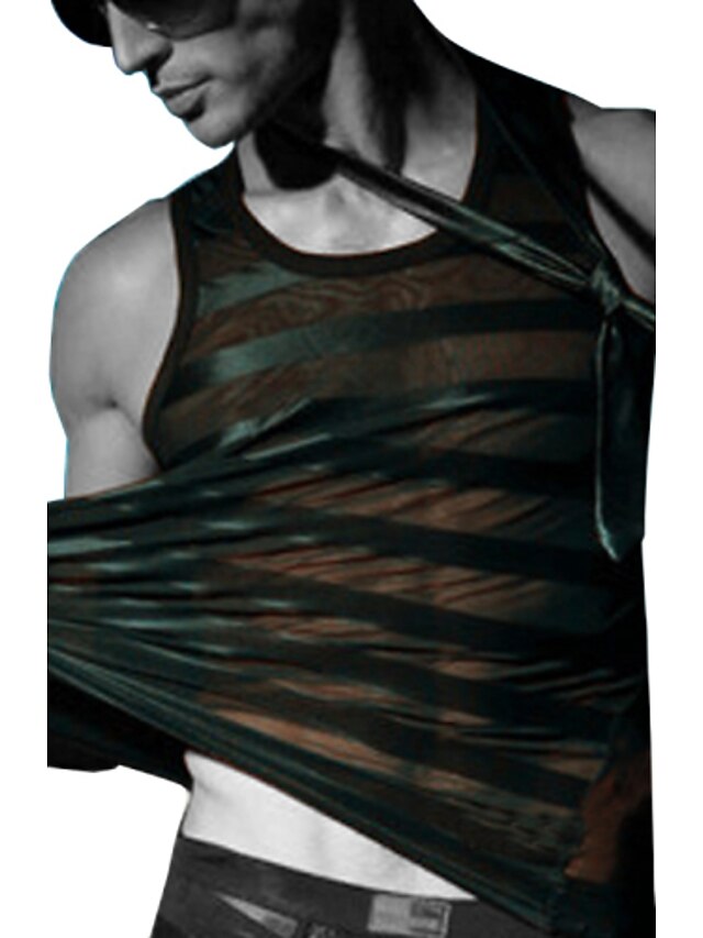  Men's Tank Top - Striped Black / Sleeveless