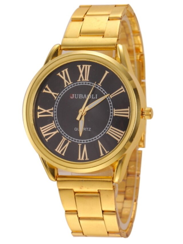  JUBAOLI Men's Wrist Watch Quartz Stainless Steel Gold Casual Watch Analog Charm Aristo - White Black Gold One Year Battery Life / SSUO LR626