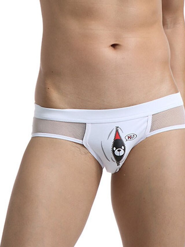  Men's Print Sexy Briefs Underwear - Normal, Geometric 1 Piece Low Rise Black White Purple M L XL